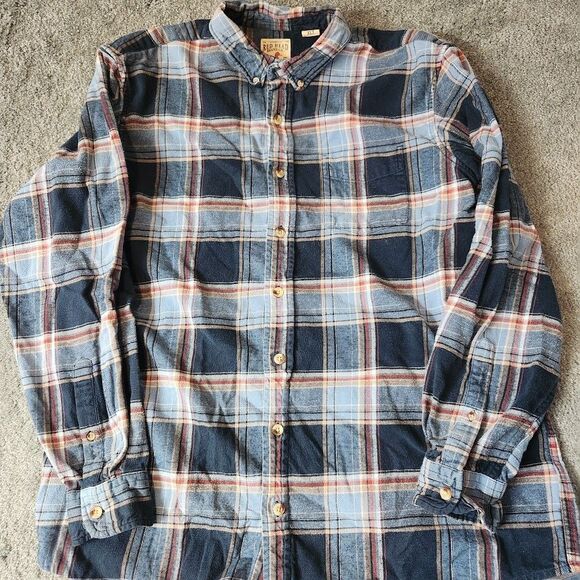 Red Head Brand Co. Mens XLT Button Down Plaid Casual Shirt Blue Red Long Sleeve - Picture 1 of 7